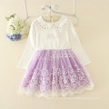 Guangzhou marca duoduo princesa de niños vestidos de fiesta niños peter pan precioso collar blanco pequeñas flores bordadas al por mayor